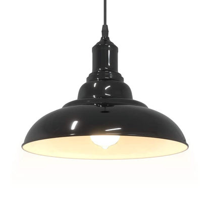 Lampada a Sospensione Regolabile E27 Nero Lucido Ã˜31 cm Metallo