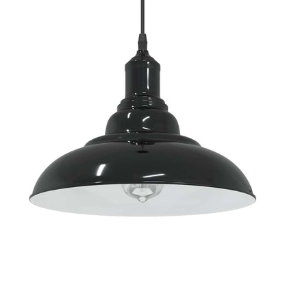 Lampada a Sospensione Regolabile E27 Nero Lucido Ã˜31 cm Metallo