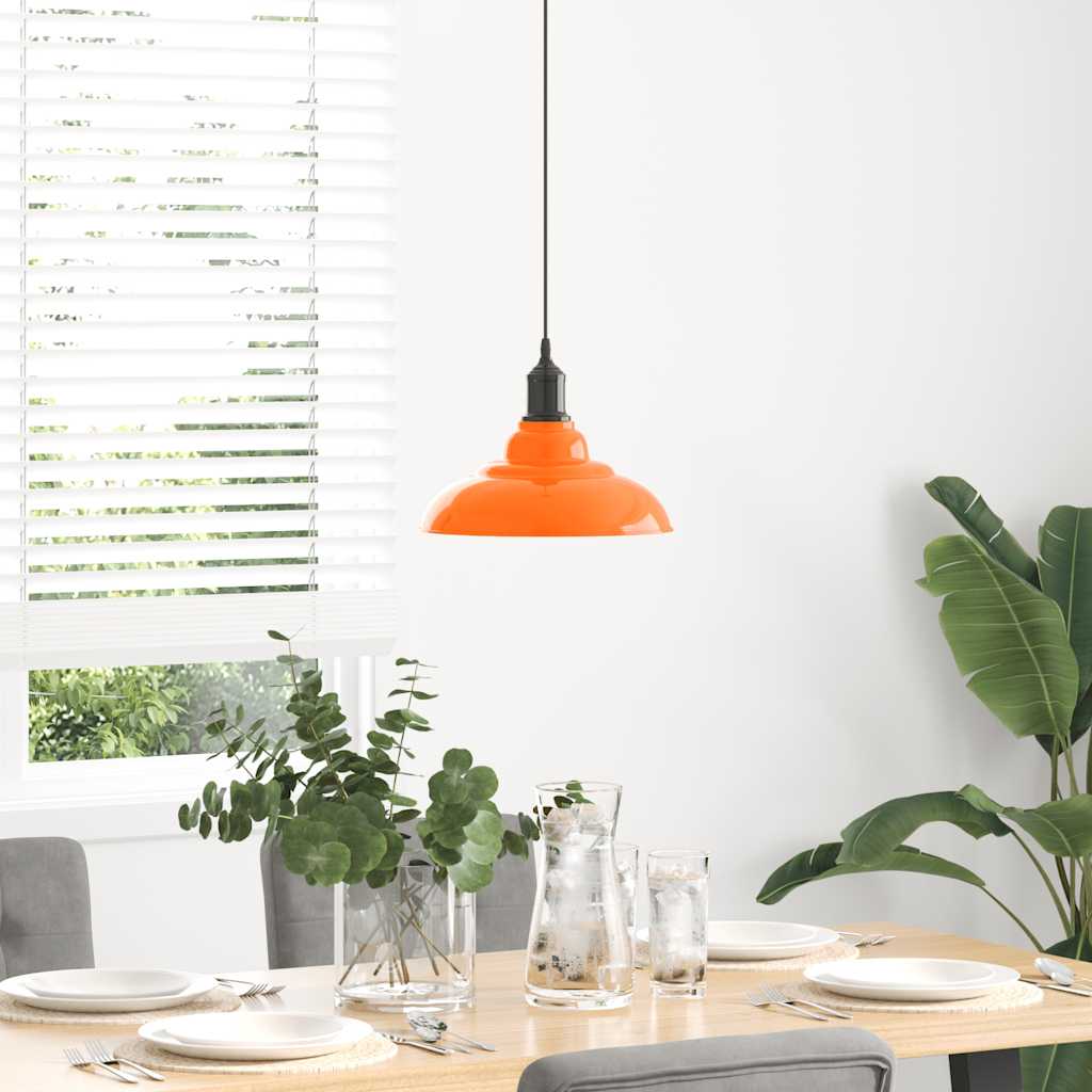 Lampada Sospensione Regolabile E27 Arancio Lucido Ã˜31cm Metallo