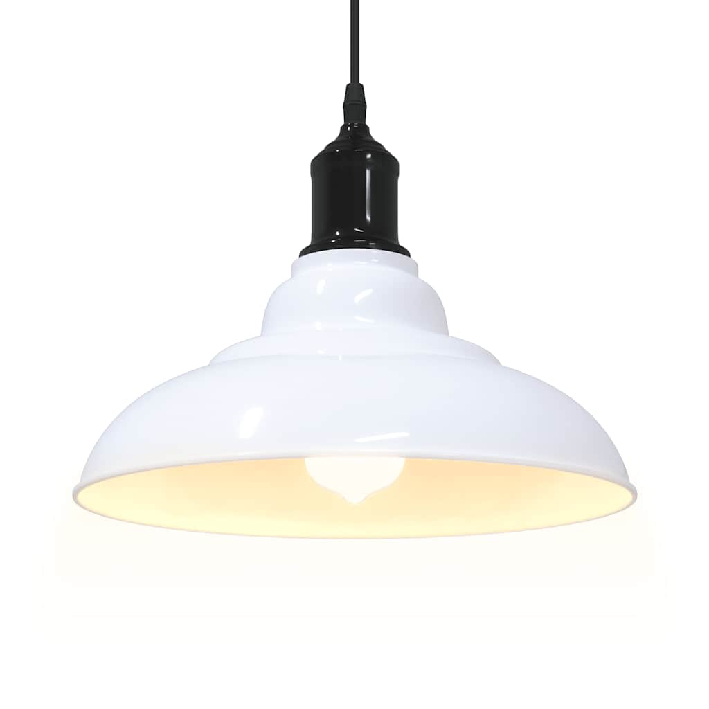 Lampada Sospensione Regolabile E27 Bianco Lucido Ã˜31cm Metallo