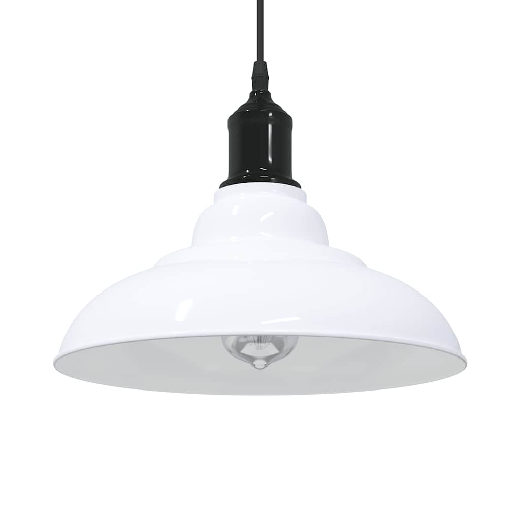 Lampada Sospensione Regolabile E27 Bianco Lucido Ã˜31cm Metallo