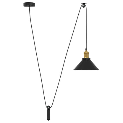 Lampada a Sospensione Regolabile E27 Nero Lucido Ã˜22 cm Metallo