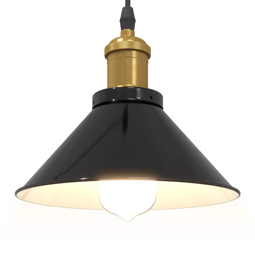 Lampada a Sospensione Regolabile E27 Nero Lucido Ã˜22 cm Metallo