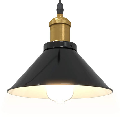 Lampada a Sospensione Regolabile E27 Nero Lucido Ã˜22 cm Metallo