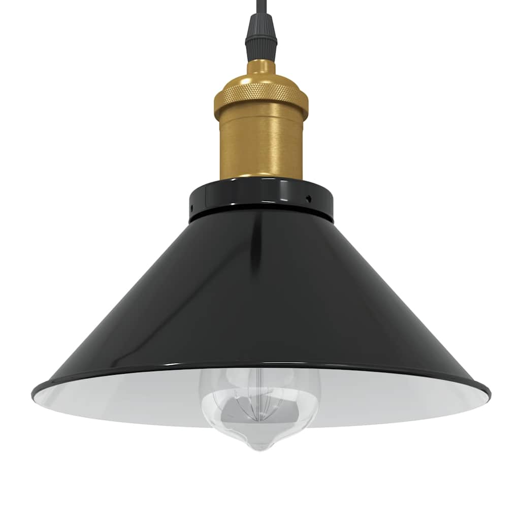 Lampada a Sospensione Regolabile E27 Nero Lucido Ã˜22 cm Metallo
