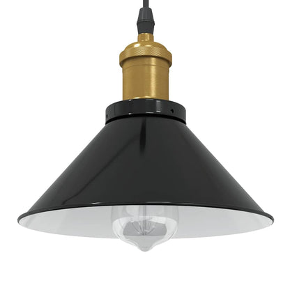 Lampada a Sospensione Regolabile E27 Nero Lucido Ã˜22 cm Metallo