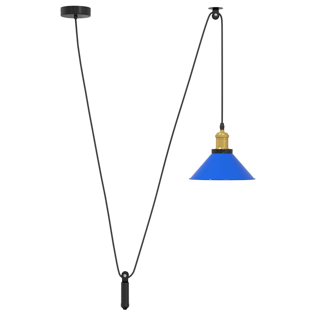 Lampada a Sospensione Regolabile E27 Blu Scuro Ã˜22 cm Metallo