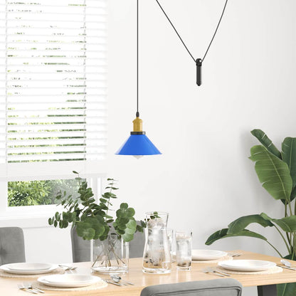 Lampada a Sospensione Regolabile E27 Blu Scuro Ã˜22 cm Metallo