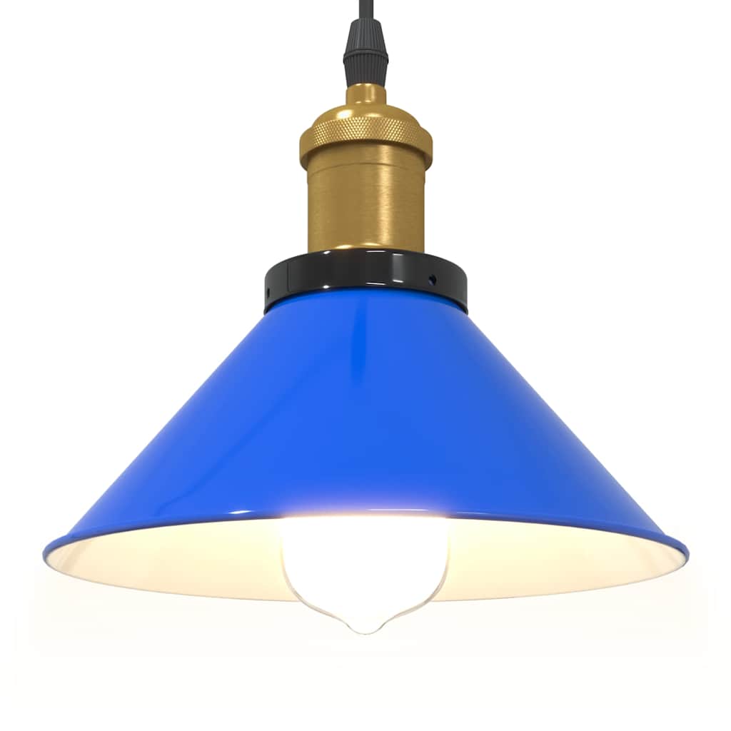 Lampada a Sospensione Regolabile E27 Blu Scuro Ã˜22 cm Metallo