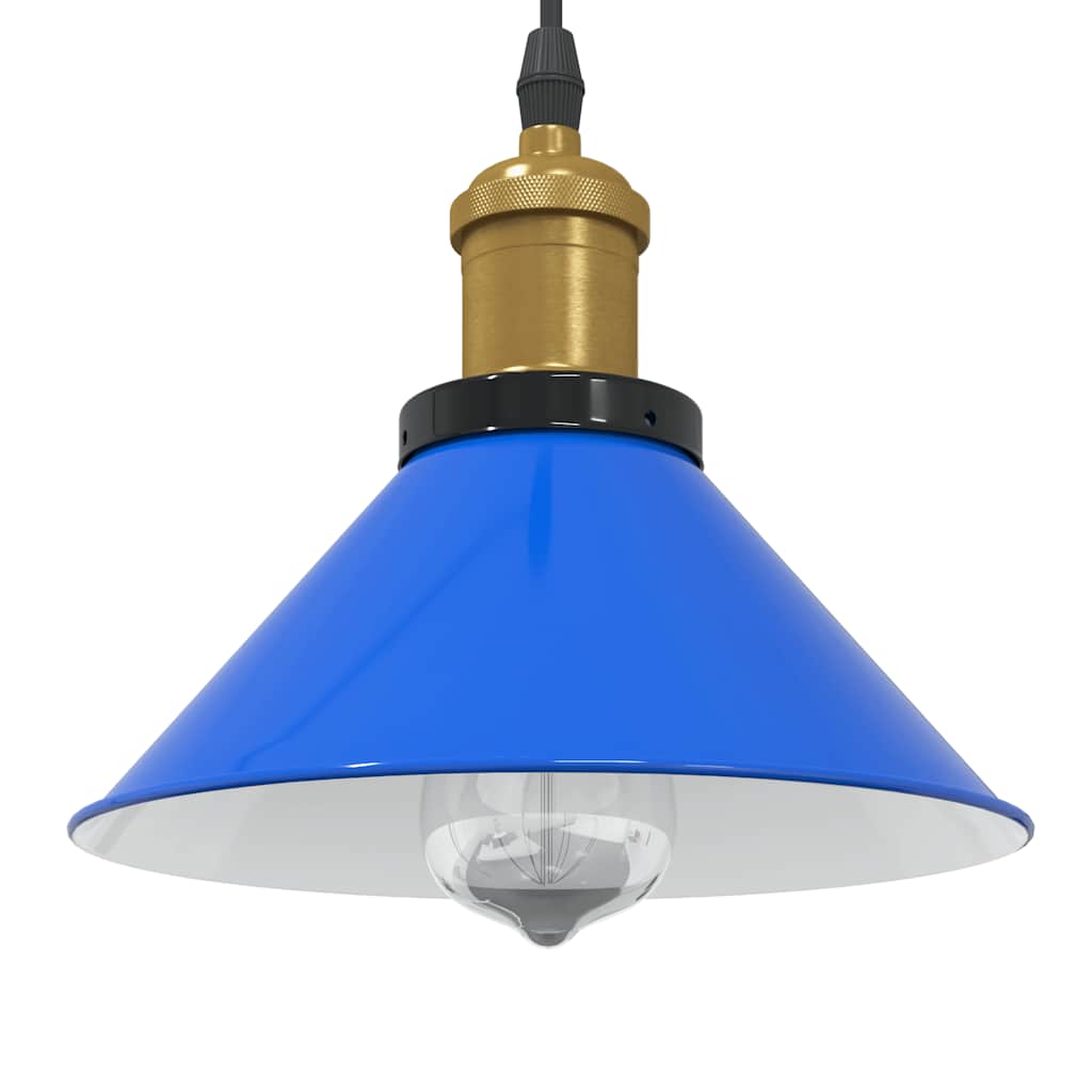 Lampada a Sospensione Regolabile E27 Blu Scuro Ã˜22 cm Metallo