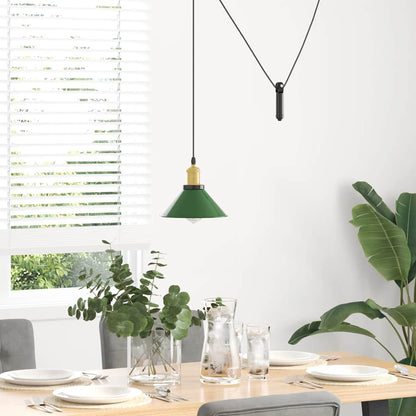 Lampada a Sospensione Regolabile E27 Verde Lucido Ã˜22cm Metallo