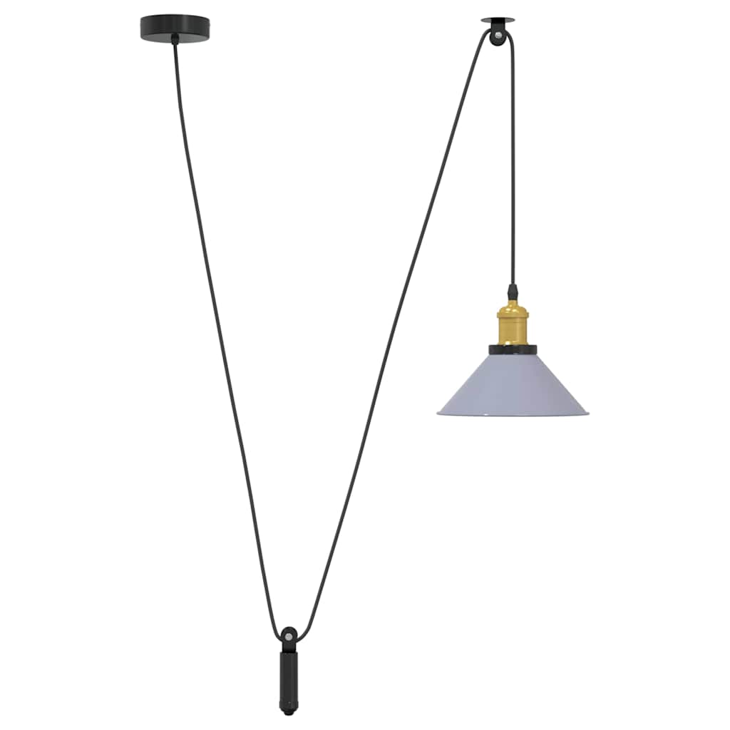 Lampada Sospensione Regolabile E27 Grigio Lucido Ã˜22 cm Metallo
