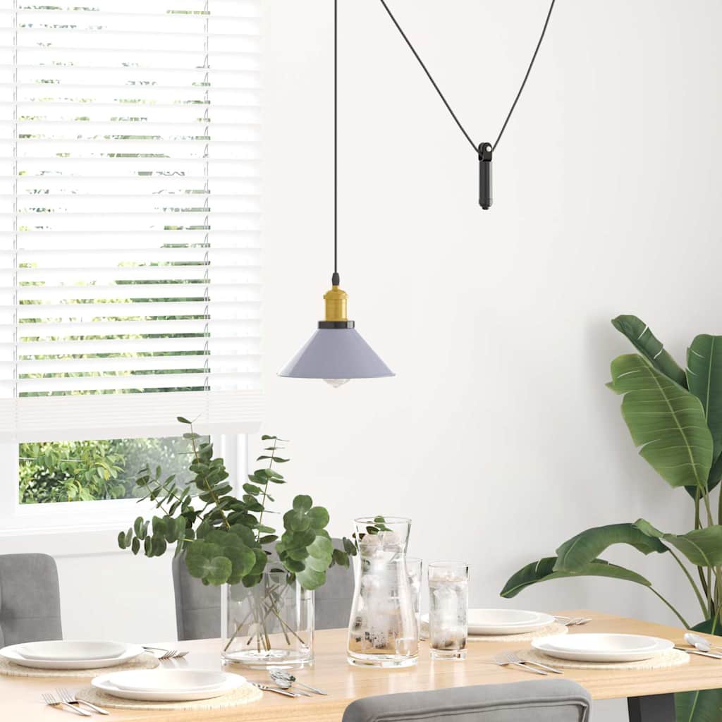 Lampada Sospensione Regolabile E27 Grigio Lucido Ã˜22 cm Metallo