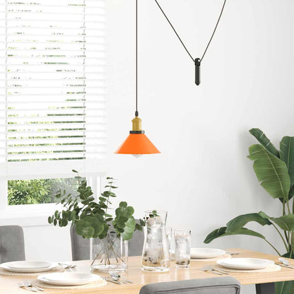 Lampada Sospensione Regolabile E27 Arancio Lucido Ã˜22cm Metallo