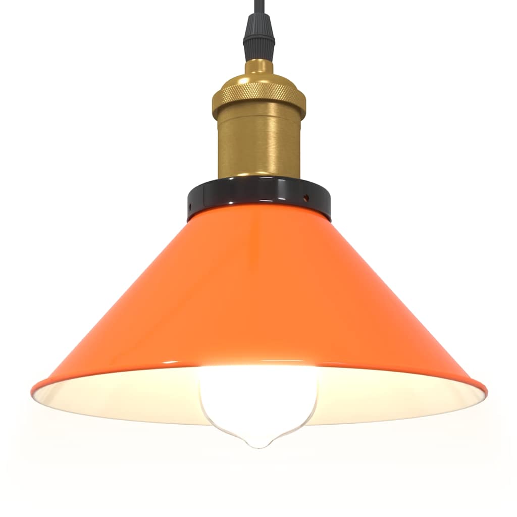 Lampada Sospensione Regolabile E27 Arancio Lucido Ã˜22cm Metallo