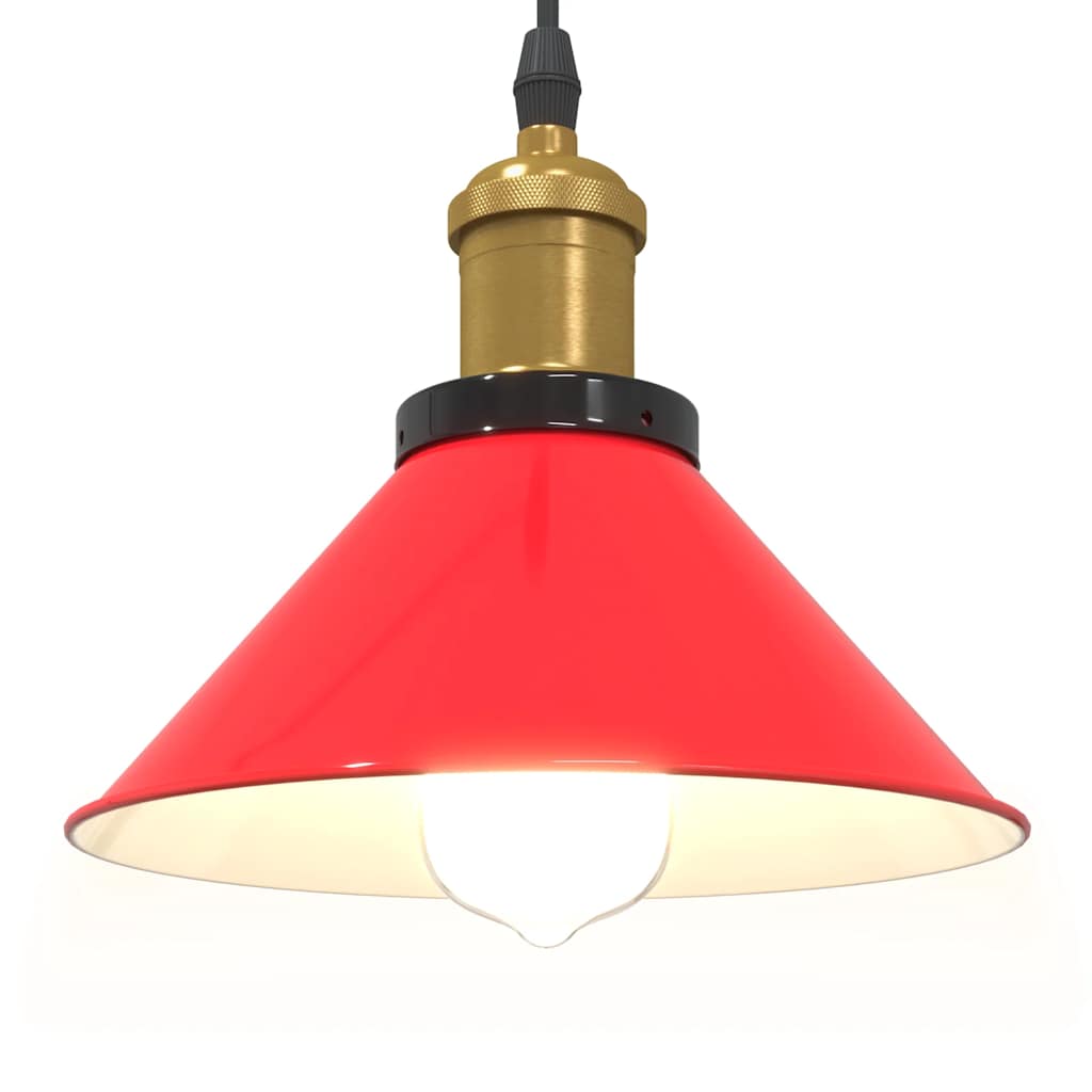 Lampada Sospensione Regolabile E27 Rosso Lucido Ã˜22 cm Metallo