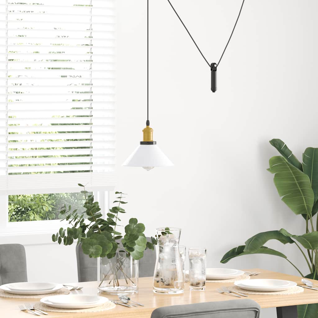Lampada Sospensione Regolabile E27 Bianco Lucido Ã˜22cm Metallo