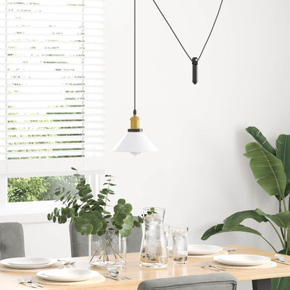 Lampada Sospensione Regolabile E27 Bianco Lucido Ã˜22cm Metallo