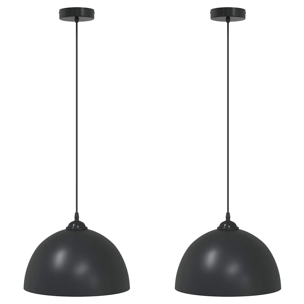 Lampada a Sospensione 2 pz Regolabile E27 Nero Ã˜ 30 cm Metallo