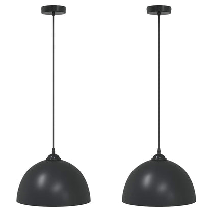 Lampada a Sospensione 2 pz Regolabile E27 Nero Ã˜ 30 cm Metallo