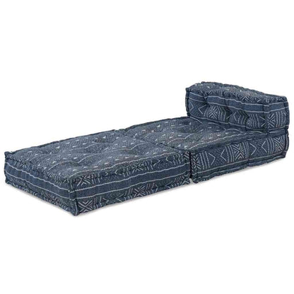 Divano Modulare a Fiori Stampa Indigo 70 x 70 x 56 cm Tessuto