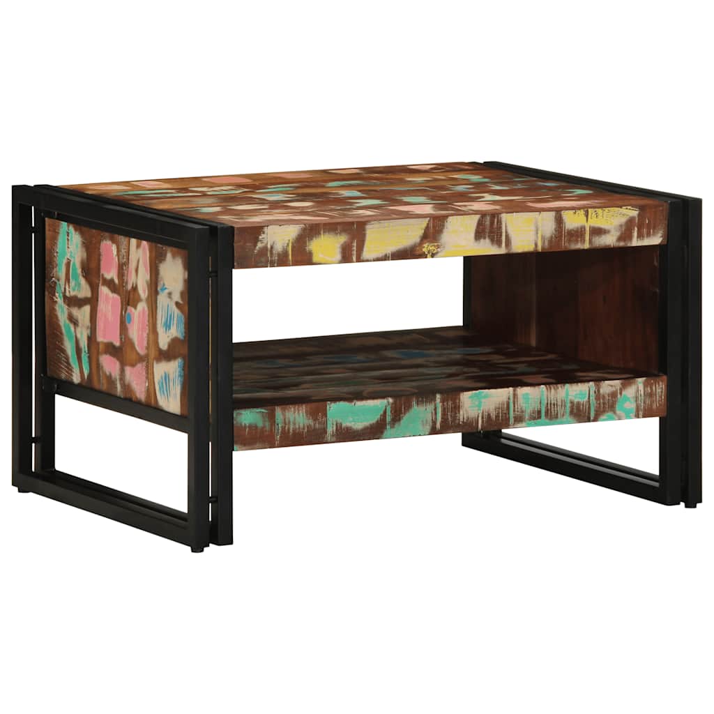 Tavolino Salotto Multicolore 70x50x38cm Legno Massello Recupero