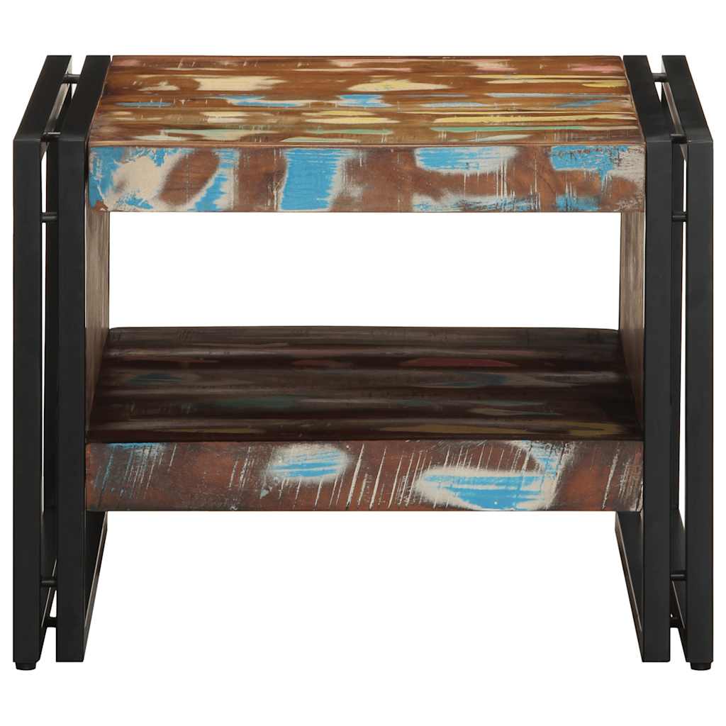 Tavolino Salotto Multicolore 50x50x38cm Legno Massello Recupero