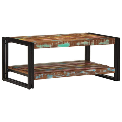 Tavolino Salotto Multicolore 90x50x38cm Legno Massello Recupero
