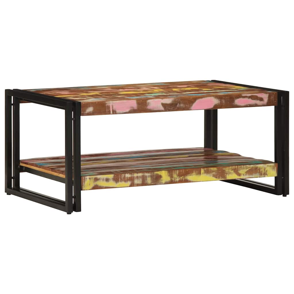 Tavolino Salotto Multicolore 90x50x38cm Legno Massello Recupero