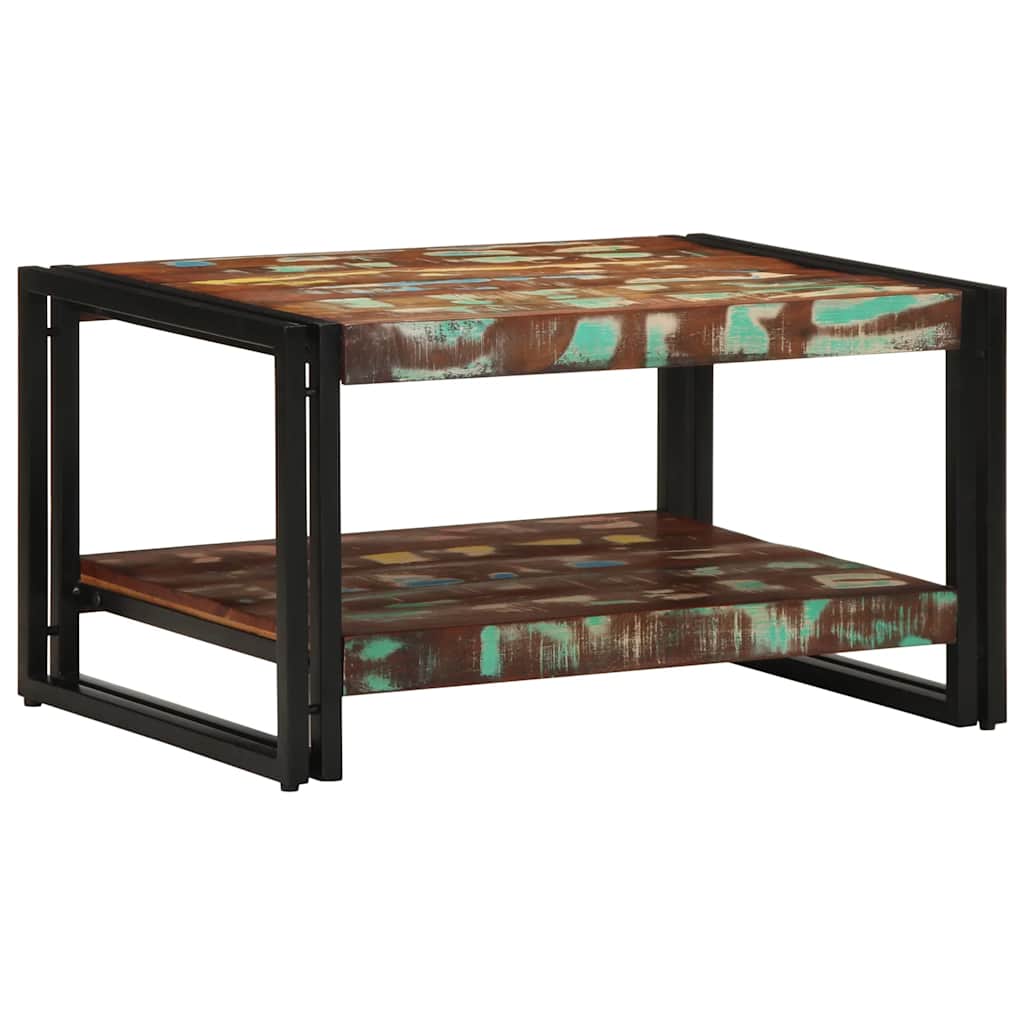 Tavolino Salotto Multicolore 70x50x38cm Legno Massello Recupero