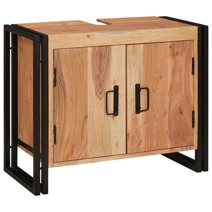 Armadio sottolavello con porta Marrone Legno di Acacia Massello