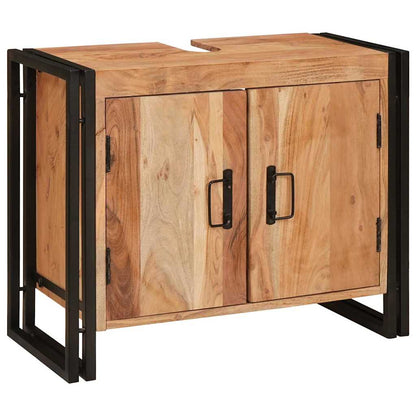 Armadio sottolavello con porta Marrone Legno di Acacia Massello