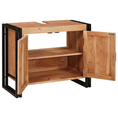 Armadio sottolavello con porta Marrone Legno di Acacia Massello