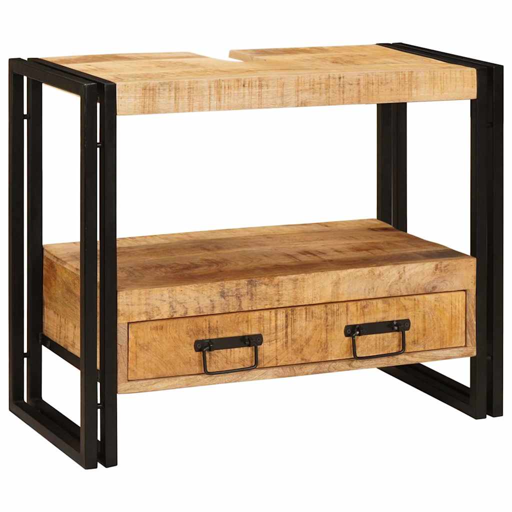 Armadio da bagno con cassetto Marrone Legno di mango massello