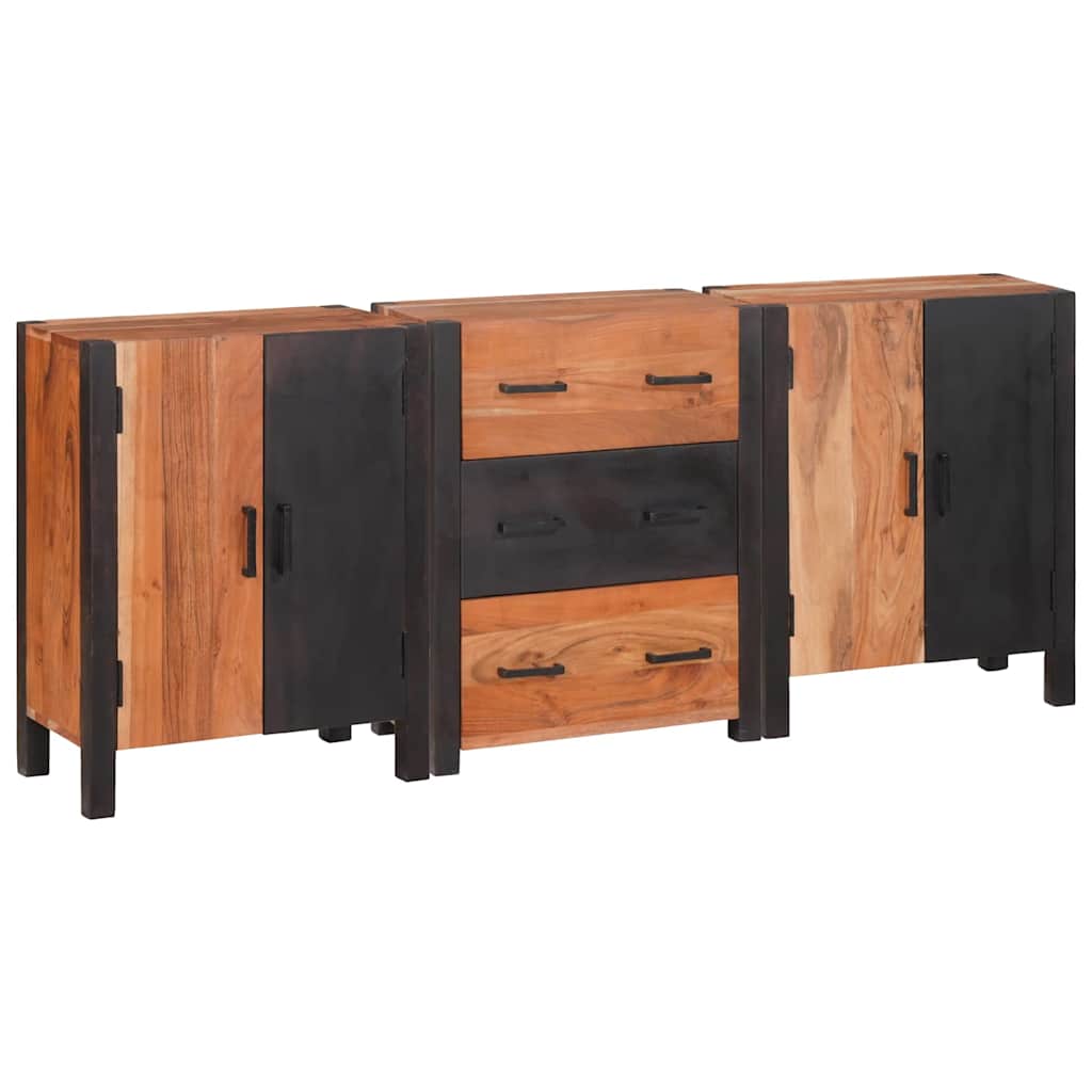 Credenza 3 pcs Marrone 55 x 30 x 75 cm Legno di Acacia Massello