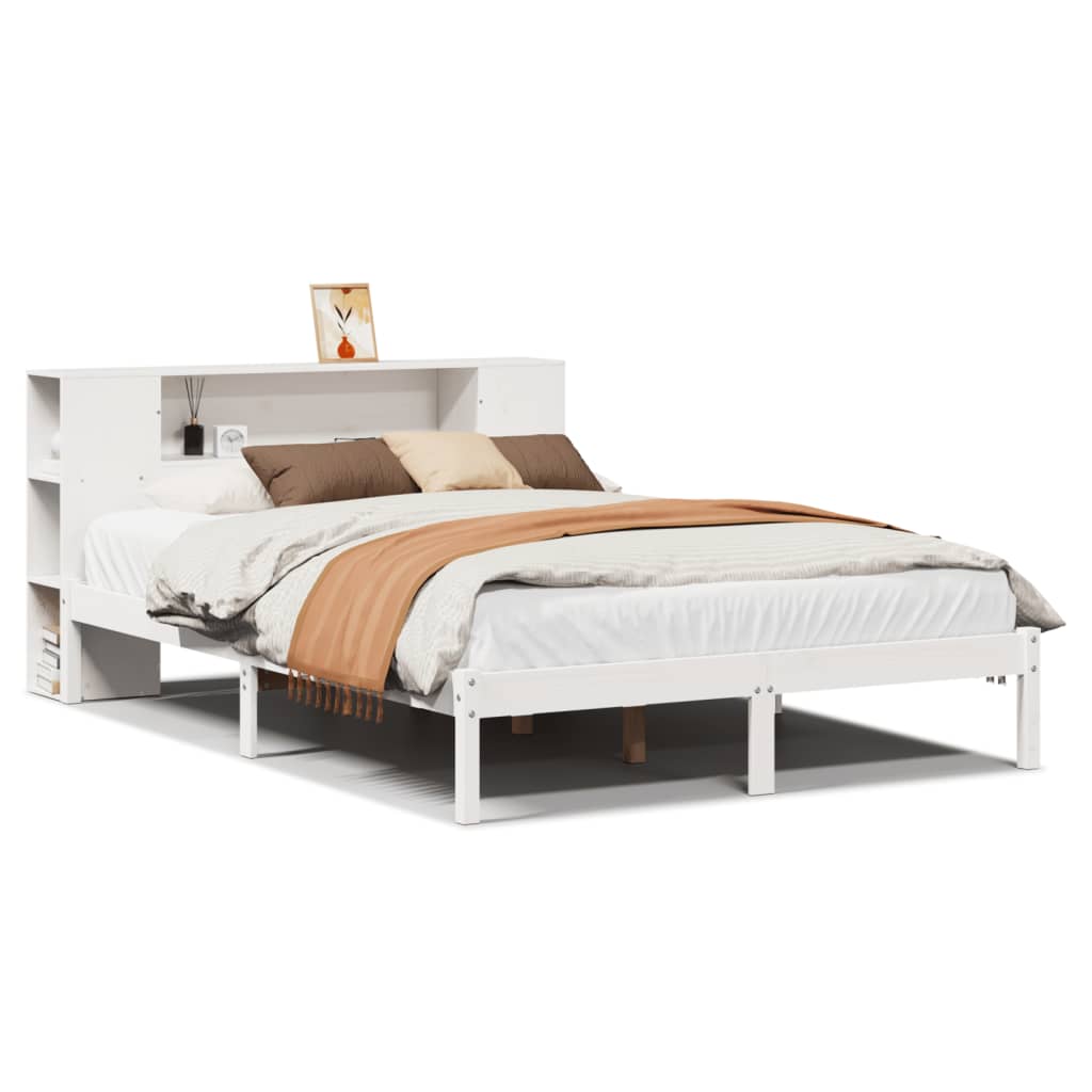 Letto Libreria senza Materasso Bianco 150x200 cm Legno di Pino