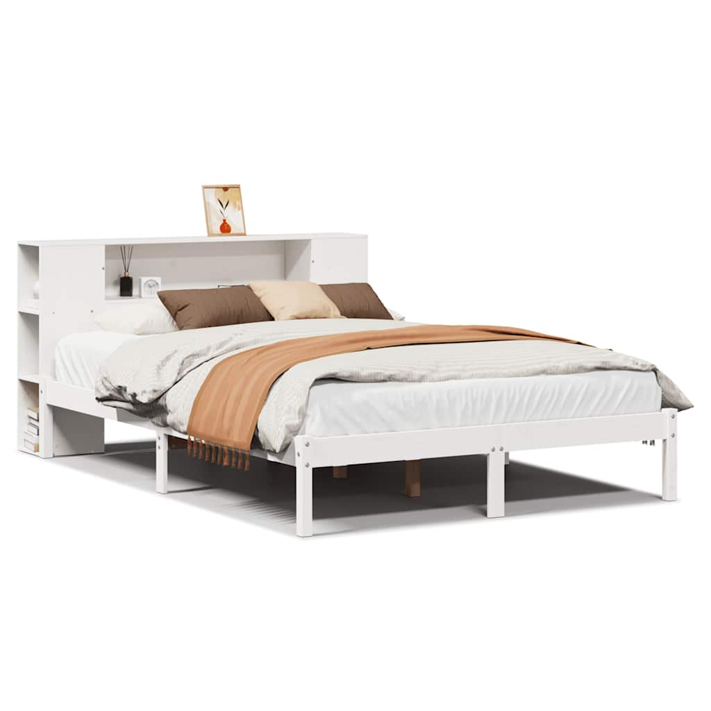 Letto Libreria senza Materasso Bianco 160x200 cm Legno di Pino