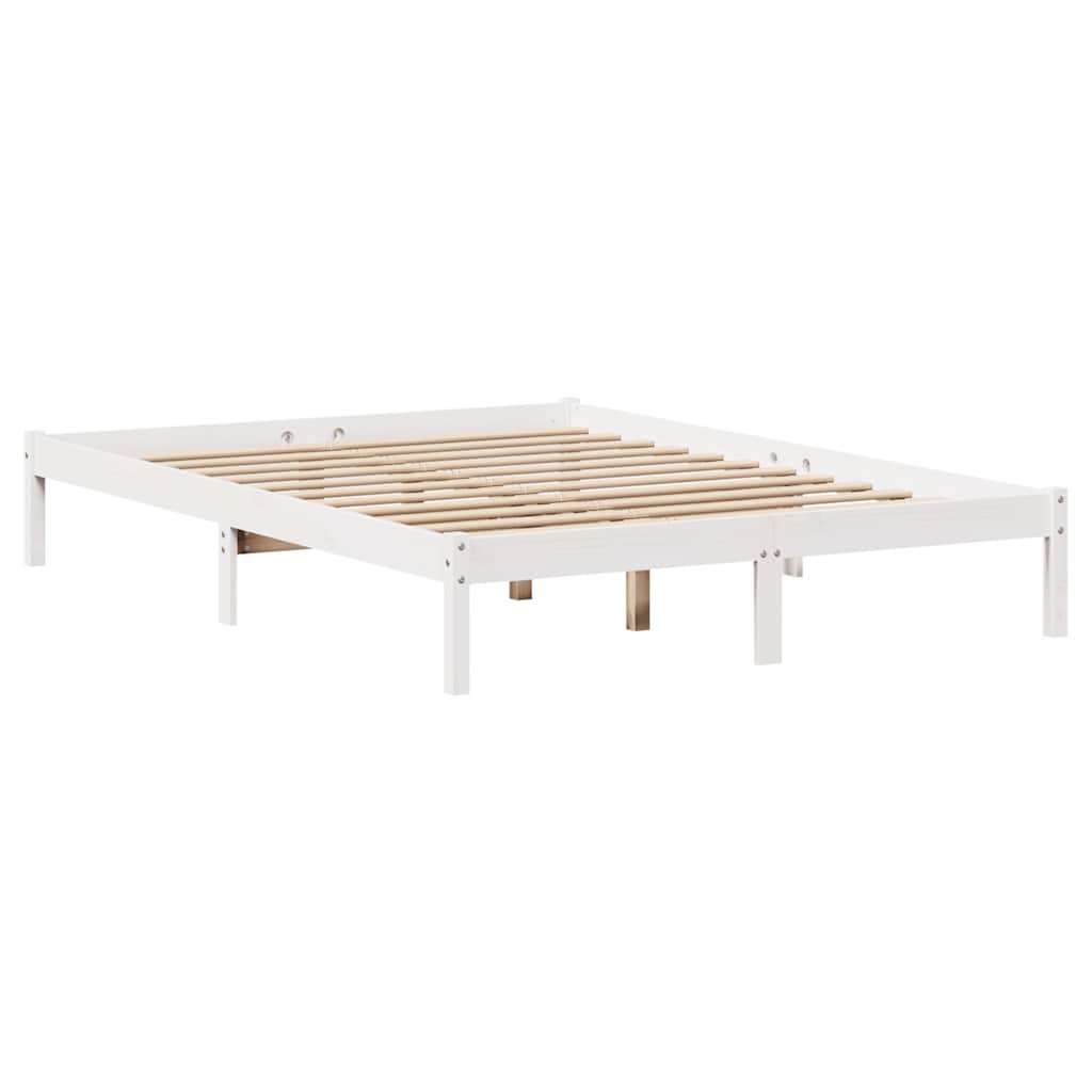 Letto Libreria senza Materasso Bianco 160x200 cm Legno di Pino