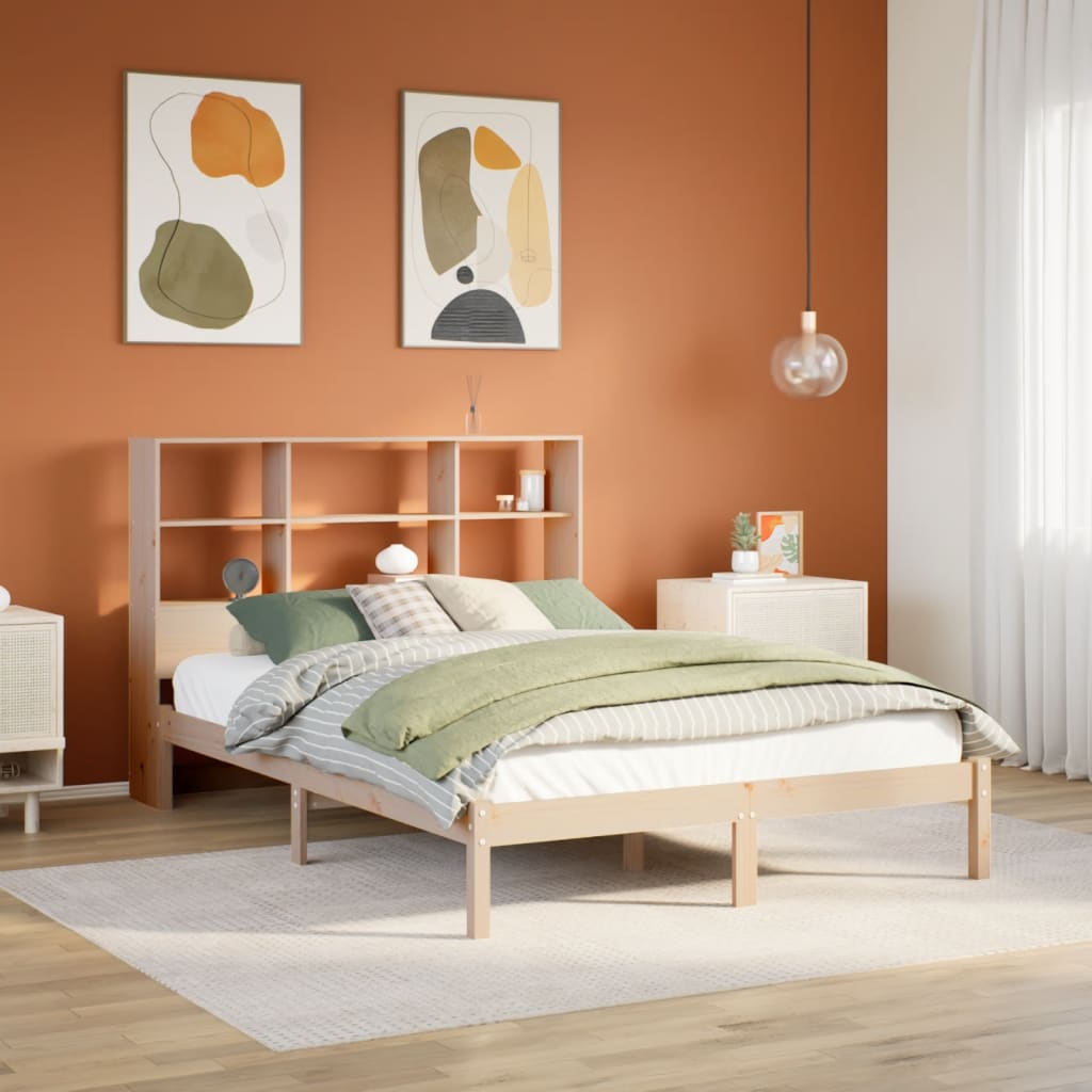 Letto Libreria senza Materasso 140x190 cm in Legno di Pino