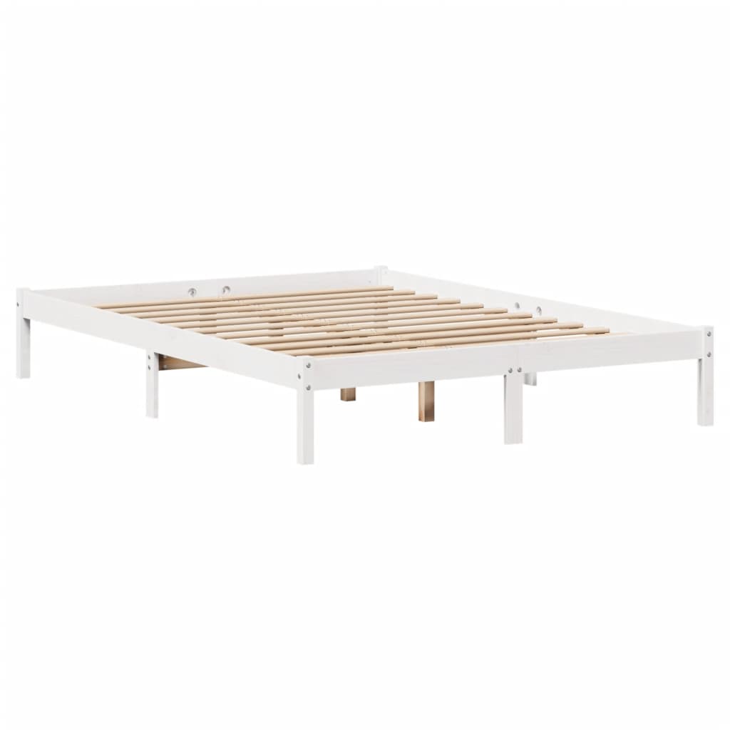 Letto Libreria senza Materasso Bianco 160x200 cm Legno di Pino