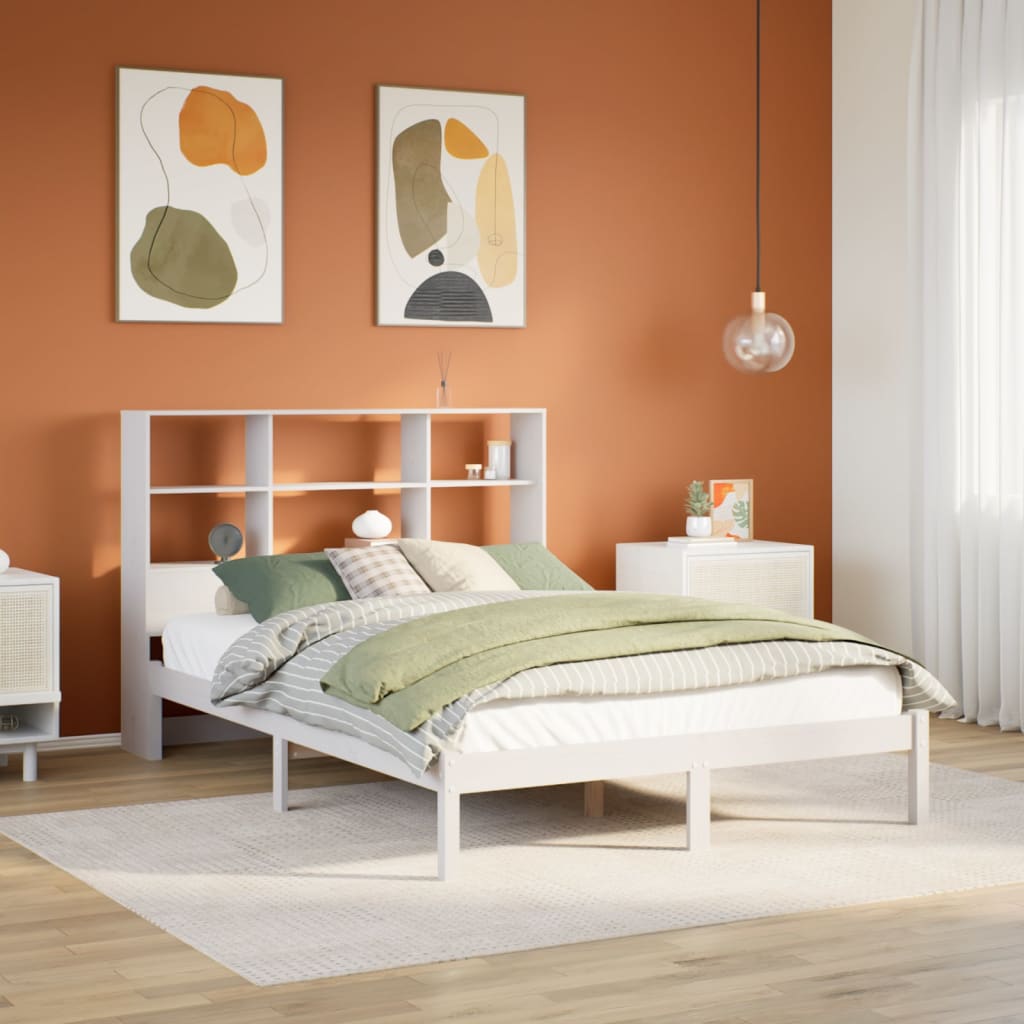 Letto Libreria senza Materasso Bianco 160x200 cm Legno di Pino