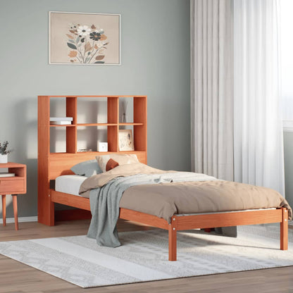 Letto Libreria senza Materasso Marrone Cera 100x200 cm in Pino