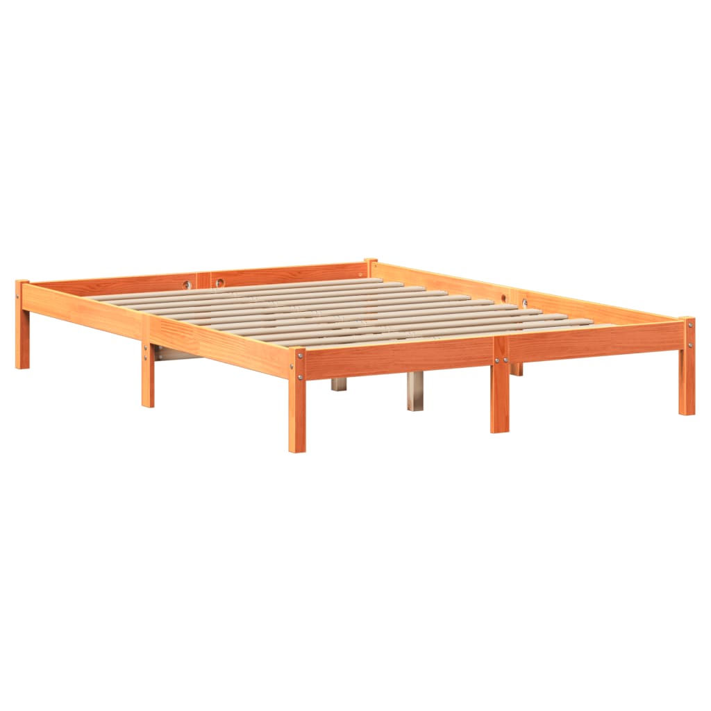 Letto Libreria senza Materasso Marrone Cera 150x200 cm in Pino