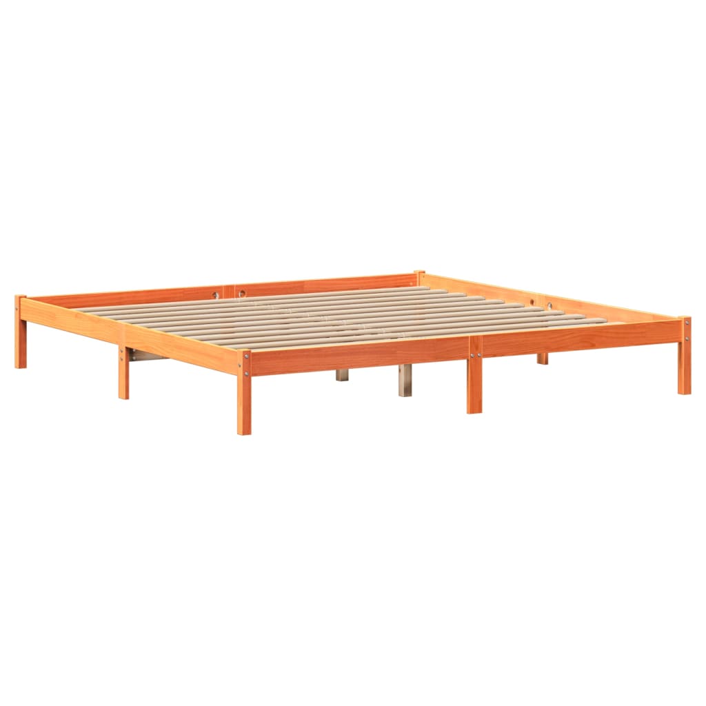 Letto Libreria senza Materasso Marrone Cera 200x200 cm in Pino