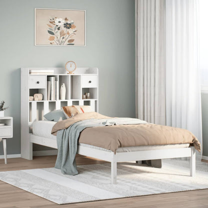 Letto Libreria senza Materasso Bianca 90x200 cm Legno di Pino