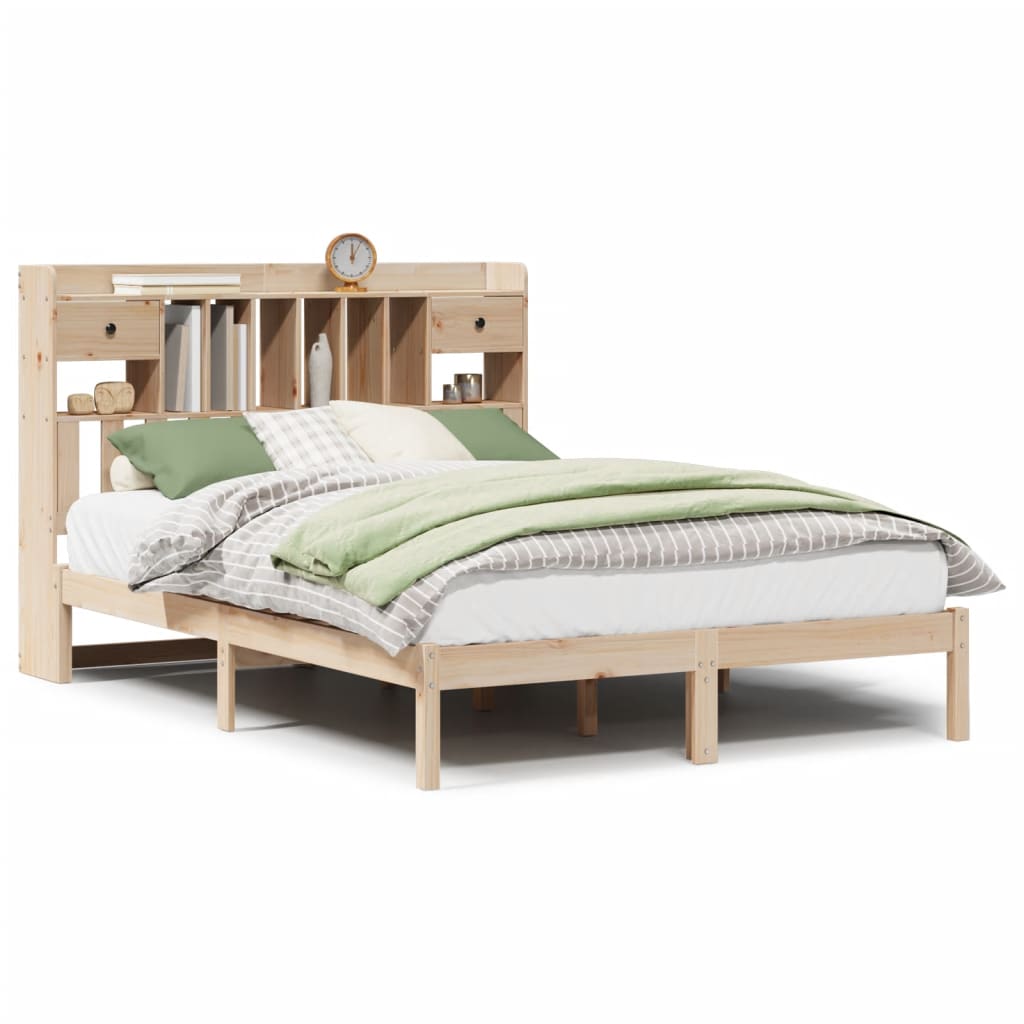 Letto Libreria senza Materasso 140x200 cm in Legno di Pino