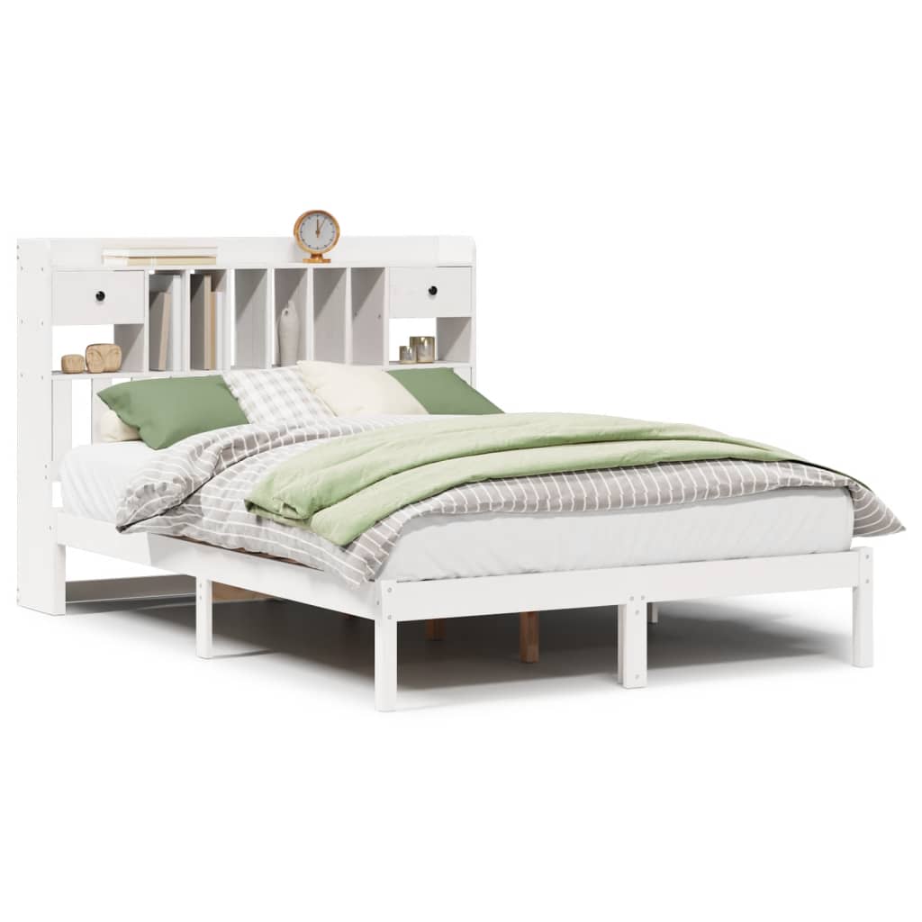 Letto Libreria senza Materasso Bianco 150x200 cm Legno di Pino