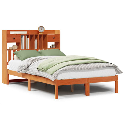 Letto Libreria senza Materasso Marrone Cera 135x190 cm in Pino