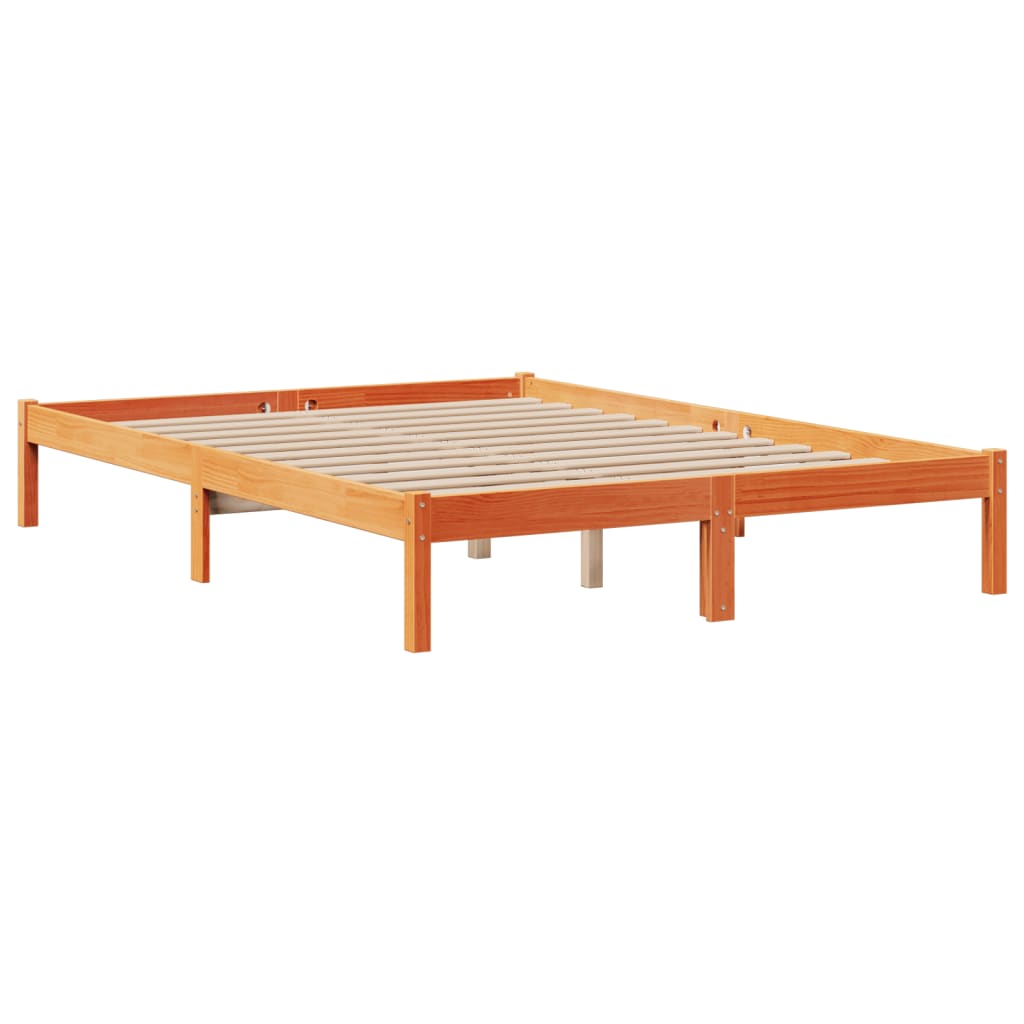Letto Libreria senza Materasso Marrone Cera 150x200 cm in Pino