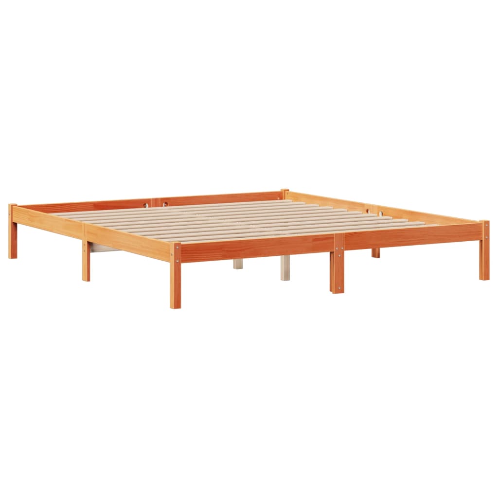 Letto Libreria senza Materasso Marrone Cera 200x200 cm in Pino